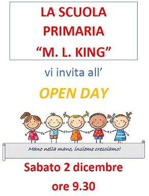 Locandina Open Day plesso King sabato 2 dicembre